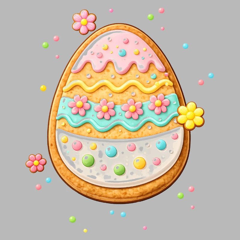 Decorated Easter egg as a cookie with colorful frosting