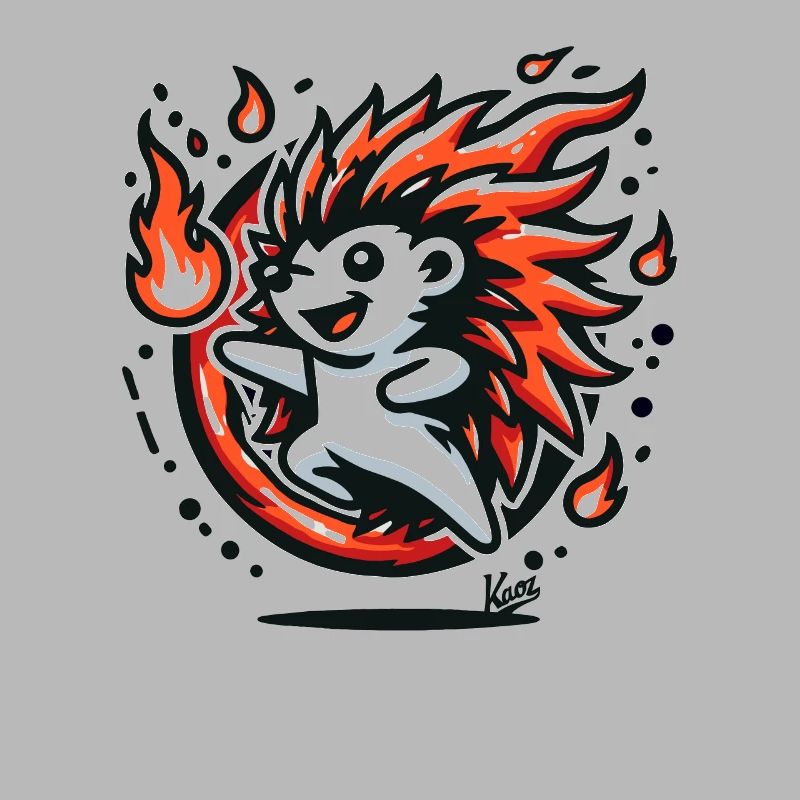 Hérisson chaud joyeux avec du feu