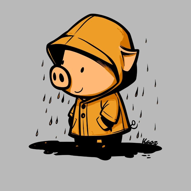 Cochon mignon en imperméable