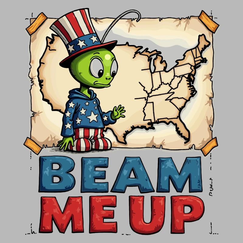 Cute Alien with USA Map