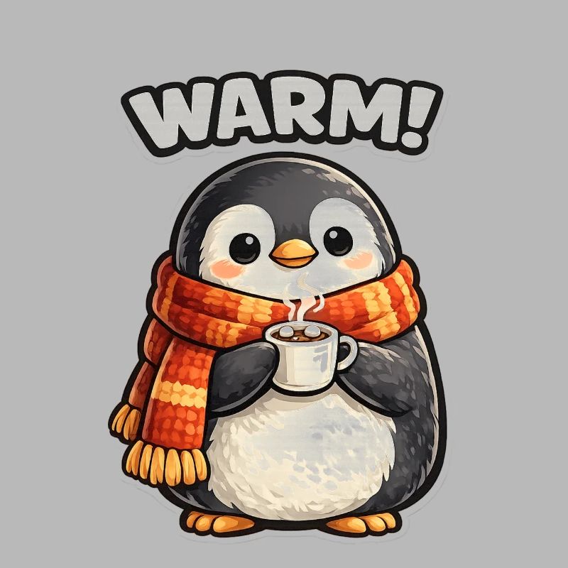 Warming penguin with coffee