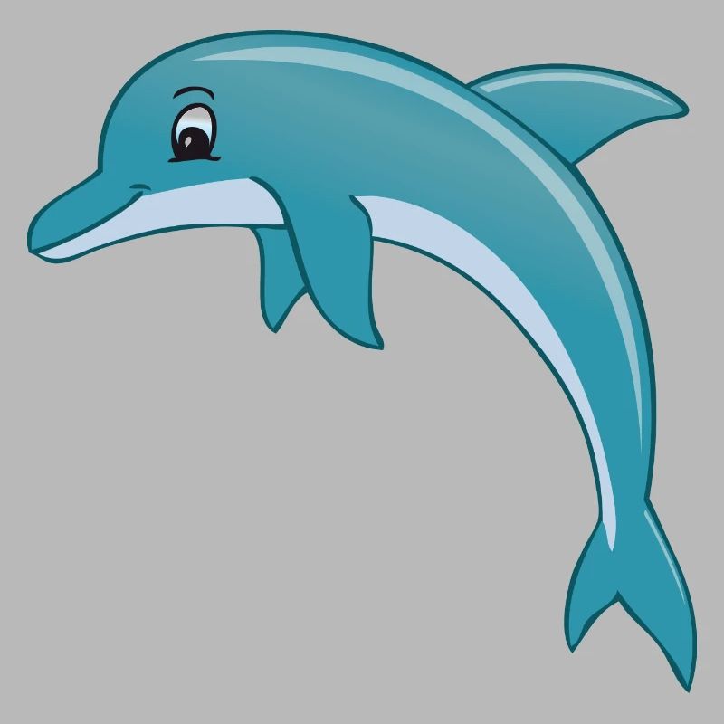 freundlicher Comic Delphin blau,grau