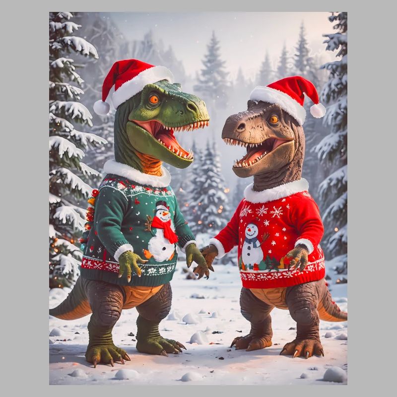 Dinosaurier hässlicher Weihnachtspullover Winter Weihnachten