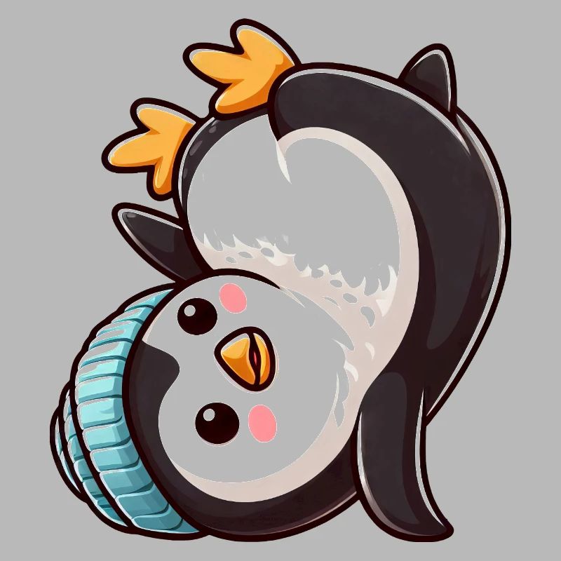 Pingouin Poirier Chibi Dessin animé Breakdance