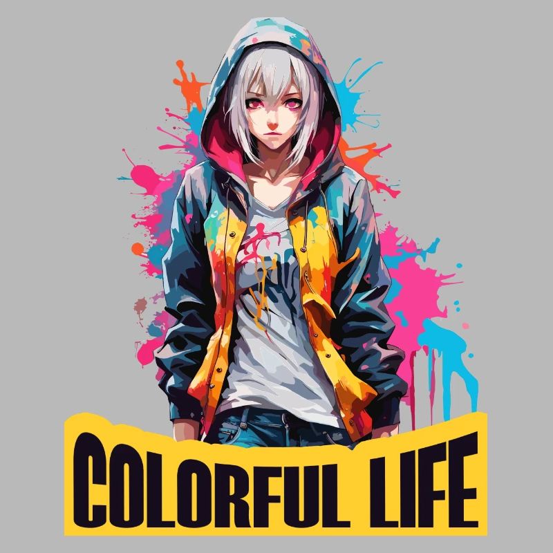 Fille d’anime avec des taches de couleur