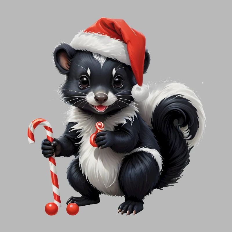 Moufette de Noël sucrée avec canne