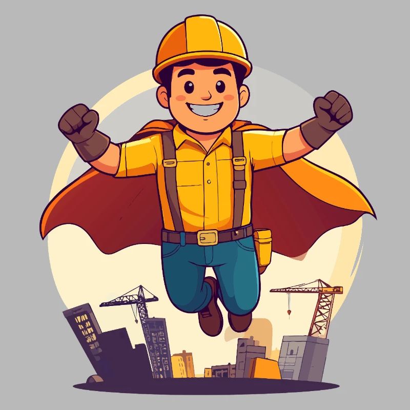 Héros de la construction Super-héros ouvrier du bâtiment Héros sur le chantier