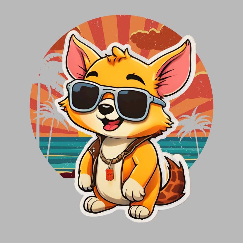 Surfer fox with sunglasses