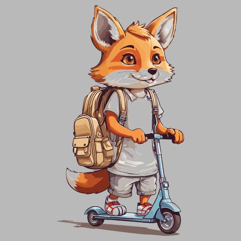 Schulweg Fuchs Einschulung Roller Abenteuer Design