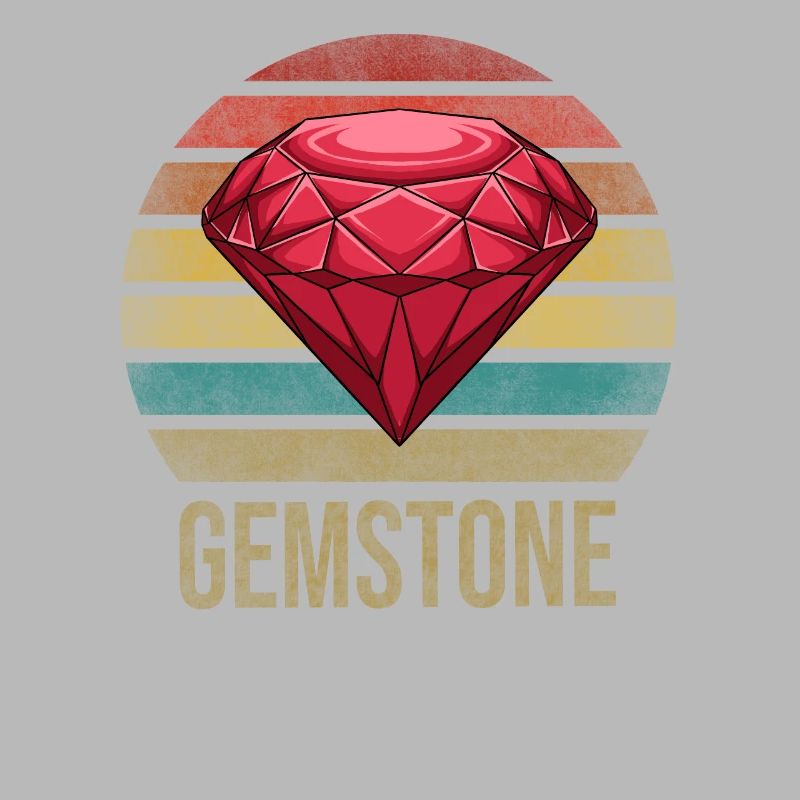 Ruby Gemstone Retro Sunset
