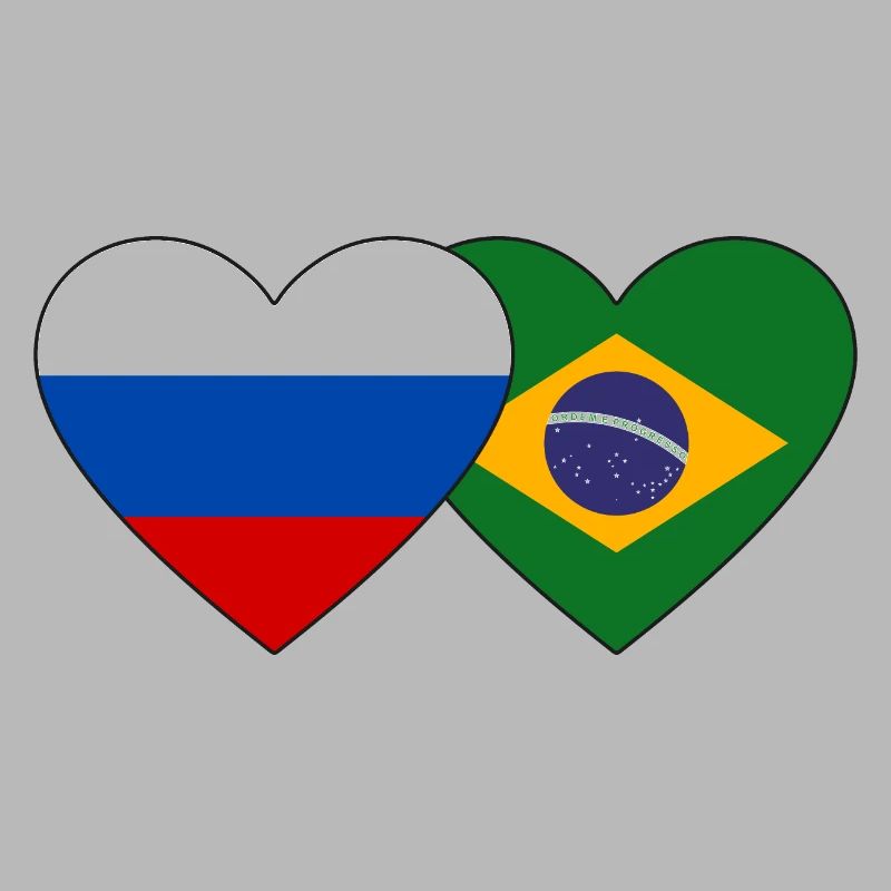 Drapeau de la Russie et du Brésil