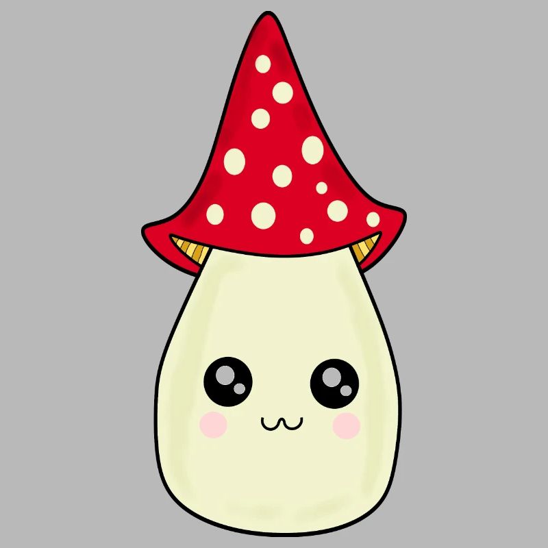 Kawaii Mushroom Toadstool cute red with face