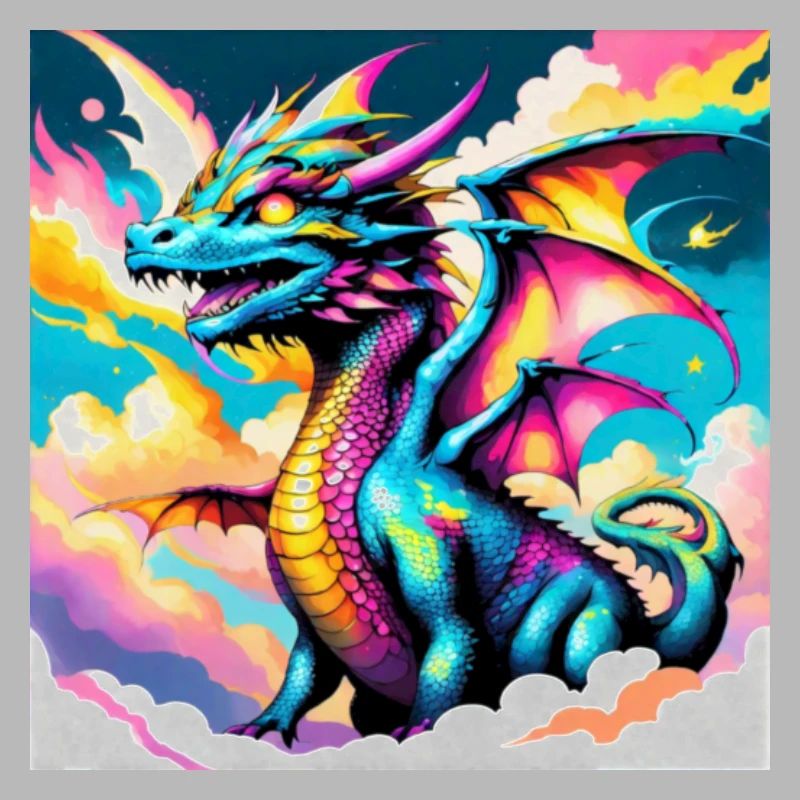 Drache mit Regenbogen