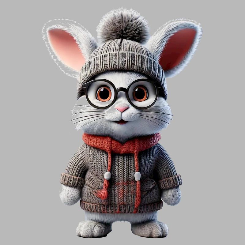 Mignon lapin avec pull tricoté