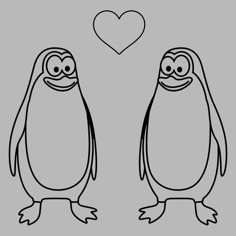 Pinguin Comic Paar Liebe