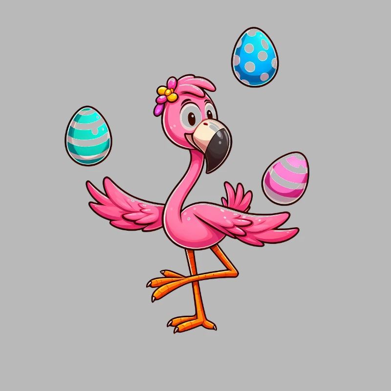 Flamingo Juggler with Easter Eggs Feast