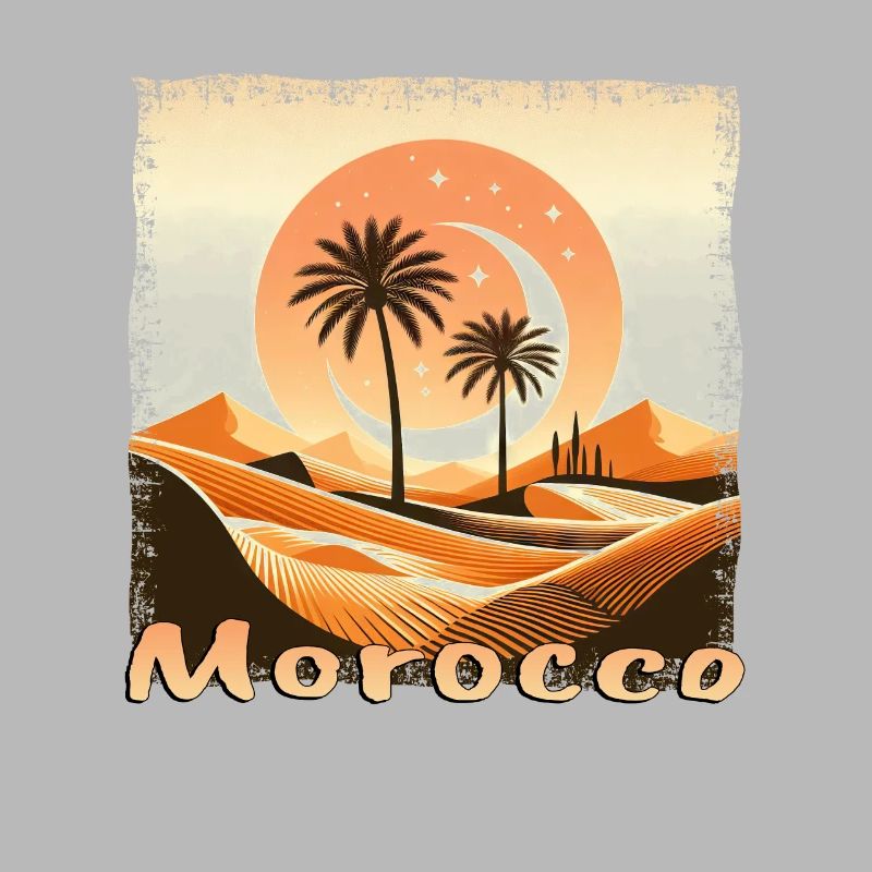 Morocco Sahara Sunset with Palm Tree