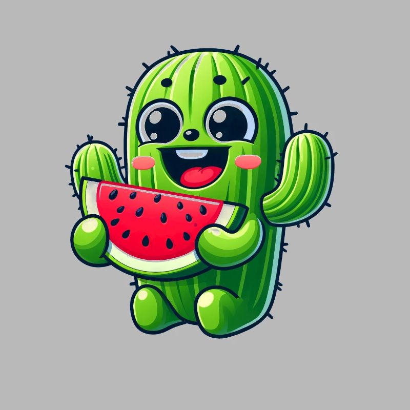 Bande dessinée mignonne de cactus avec pastèque fruitée