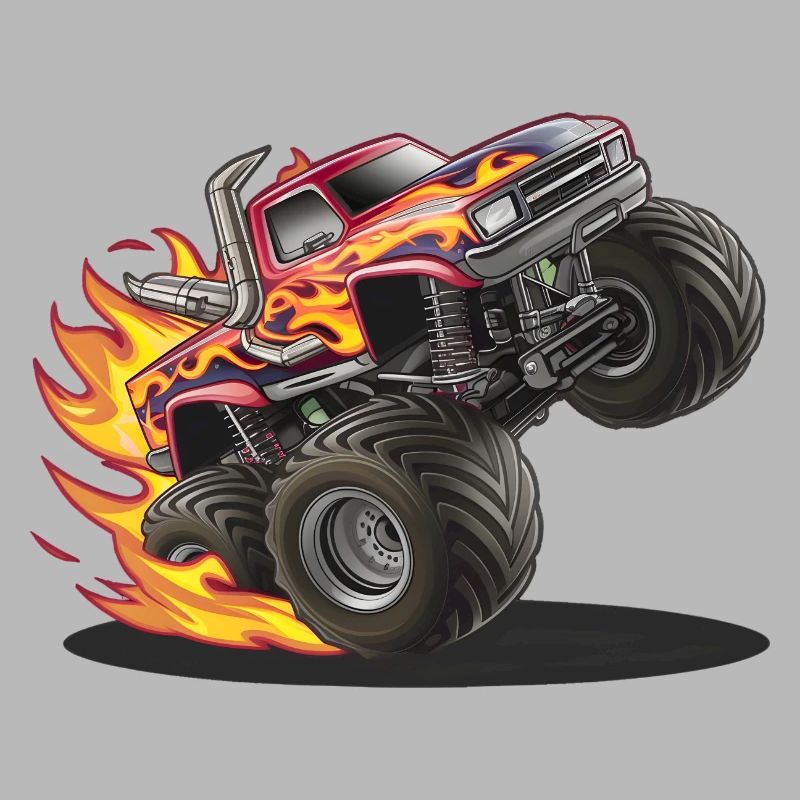 Monstertruck mit lodernden Reifen