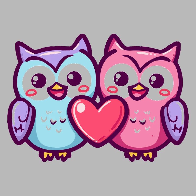Eule Comic Paar Liebe