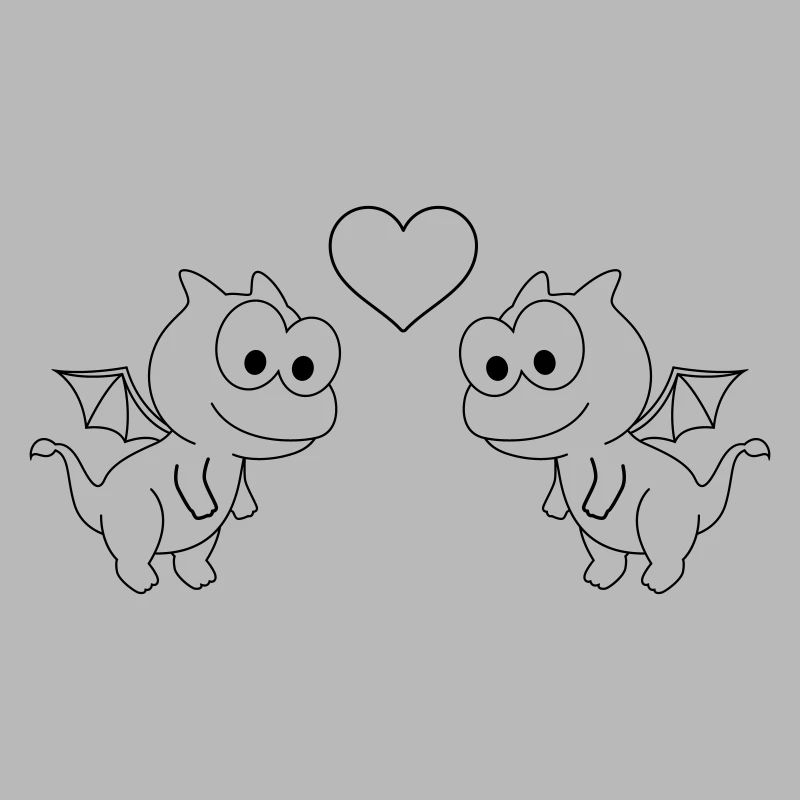 Drache Comic Paar liebe