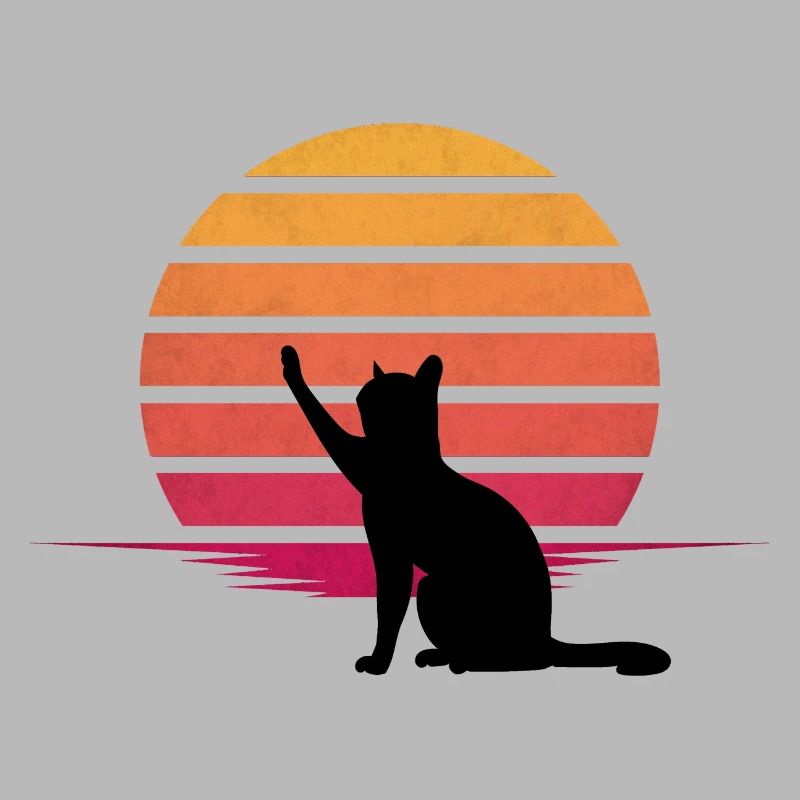 Le chat regarde dans le coucher du soleil
