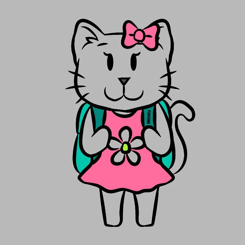 Katze Schule Einschulung Kinder Cartoon Geschenk