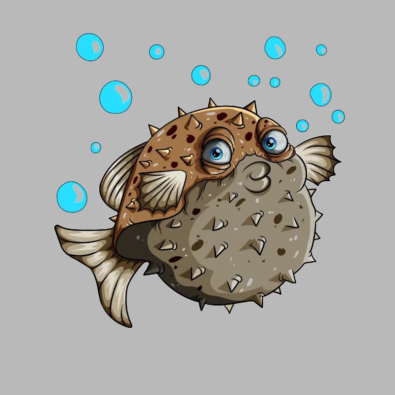 Puffer fish makes bubbles lovers sea creature fish