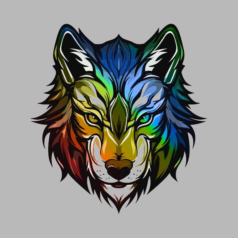 Wolf Kopf Bunt