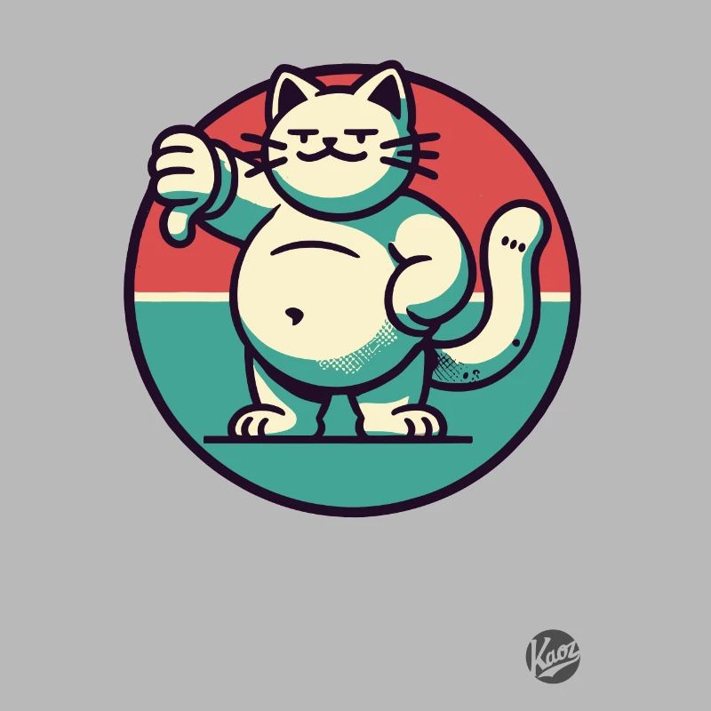 Gros chat avec les pouces vers le bas