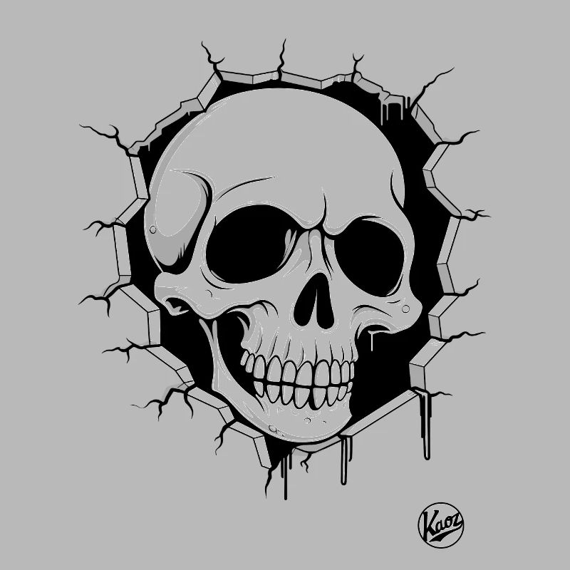 Skull breaking through the wall