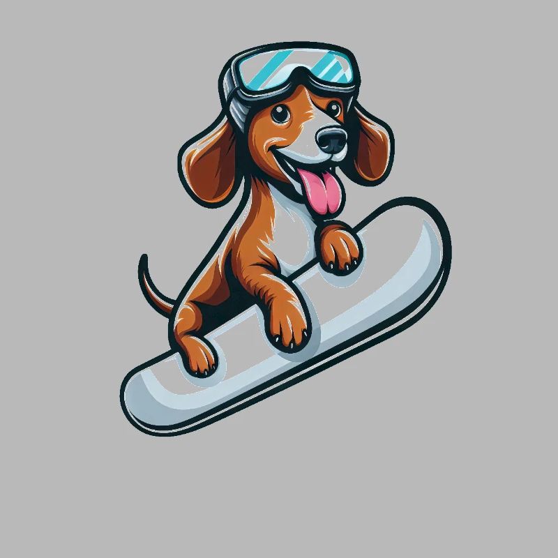 Dackel Hund Snowboard Comics Winterspaß