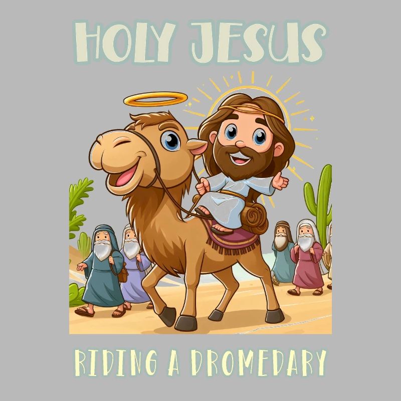 Holy Jesus riding a dromedary