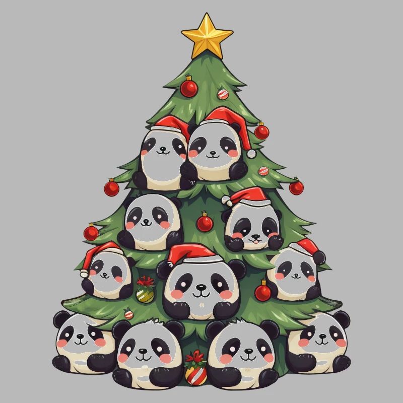 Weihnachtspanda - Ein festlicher Baum mit einem