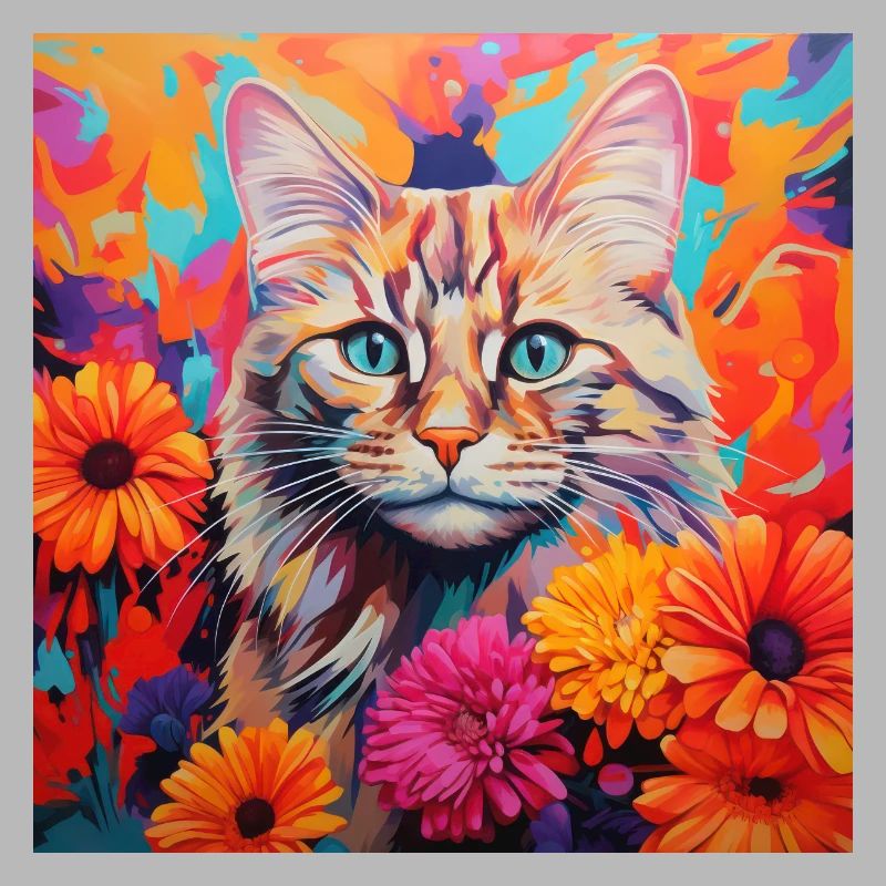 chat, motif de chat, fleurs, cadeau, idée cadeau