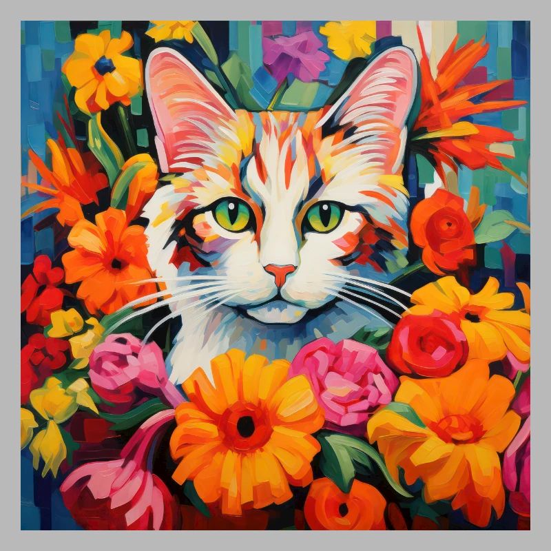 Katze, katzenmotiv, blumen, geschenk, geschenkidee