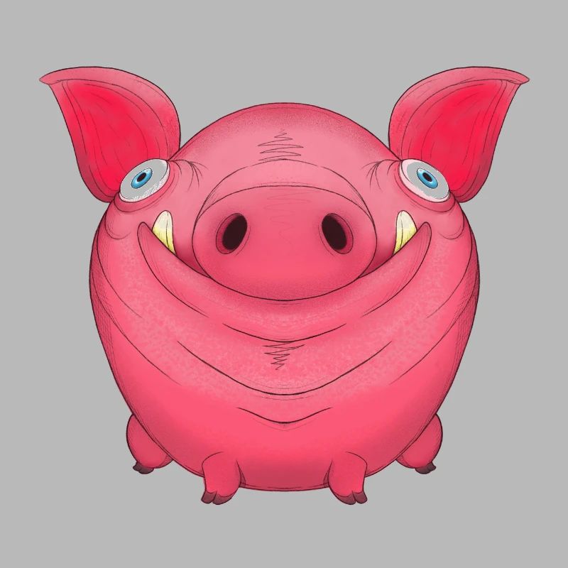 Mignon rond dessin animé cochon