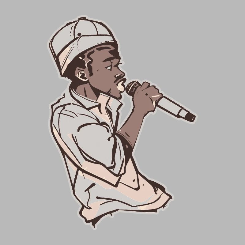 Rapper Holding a Microphone with Stroke