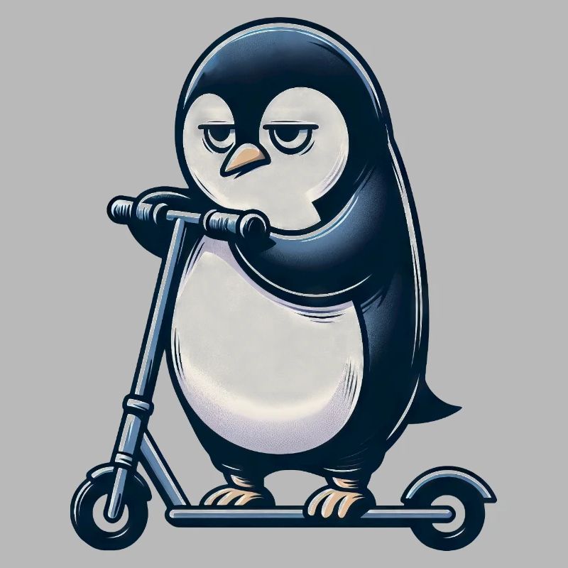 Grumpy Pug on Kickroller Funny Dog