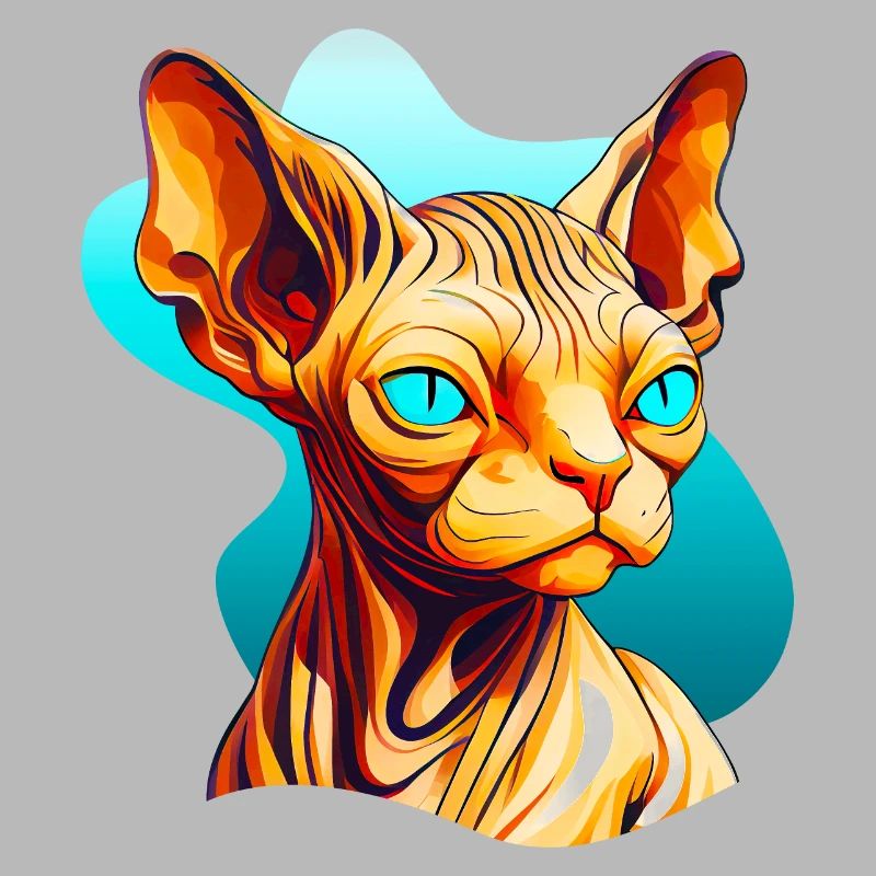 Chat Sphynx dans un style comique cool