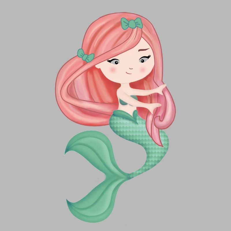 Petite sirene chevelure rousse queue verte