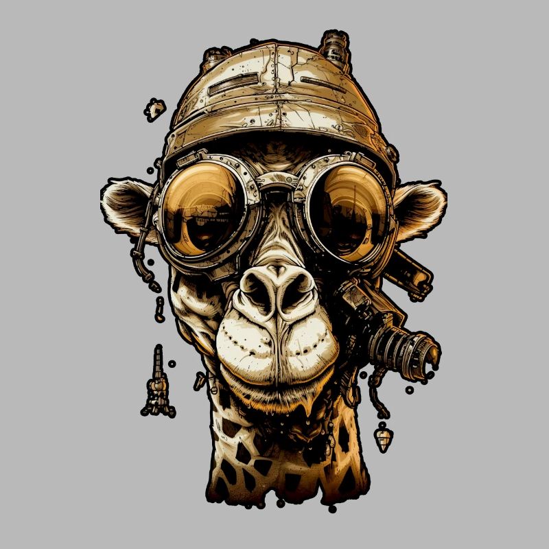 Pilot fun giraffe with glasses on his forhead