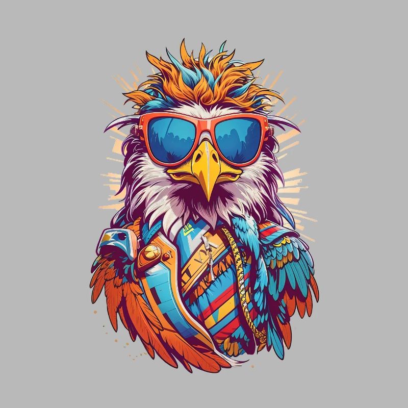 Cool Colourful Eagle in Sunglasses
