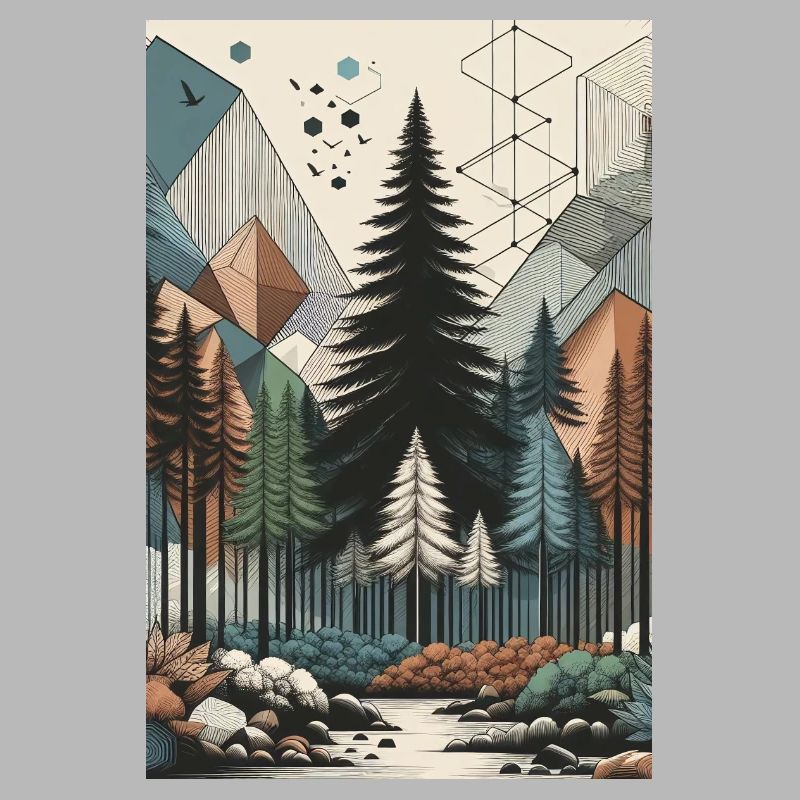 Abstract Enchanted Forest Magic and Geometry Unite