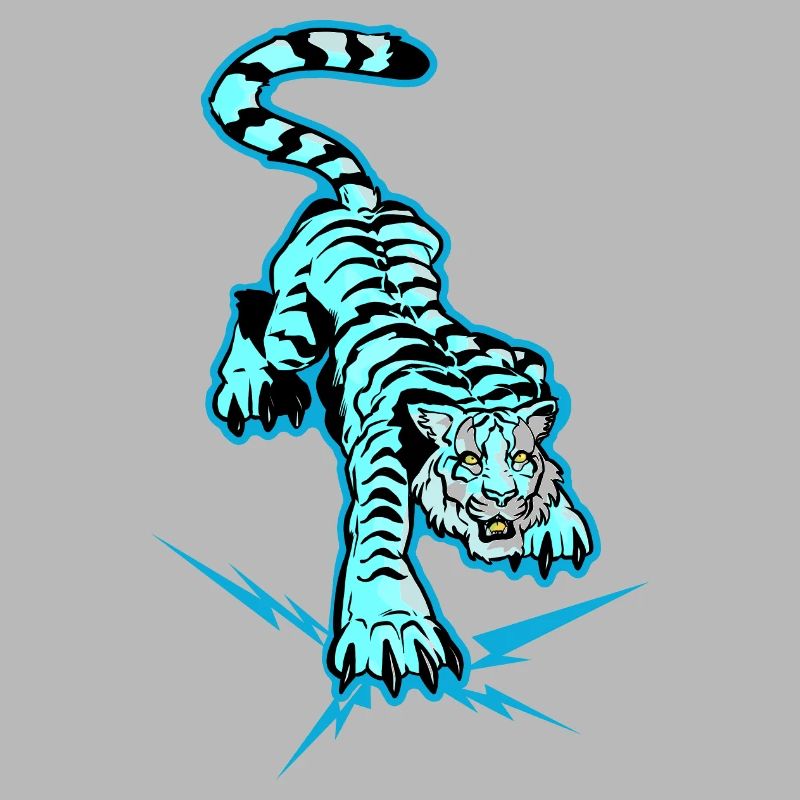 Tiger und Slice unter den Pfoten (blaue Version)