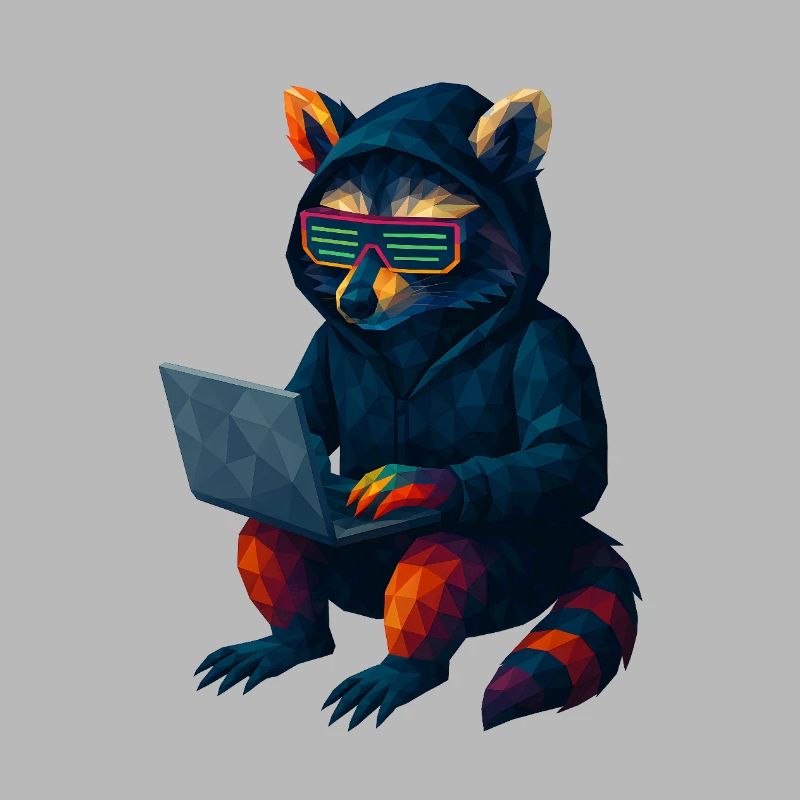 WPAP Stil Tiere - Techno Waschbär mit Hoody
