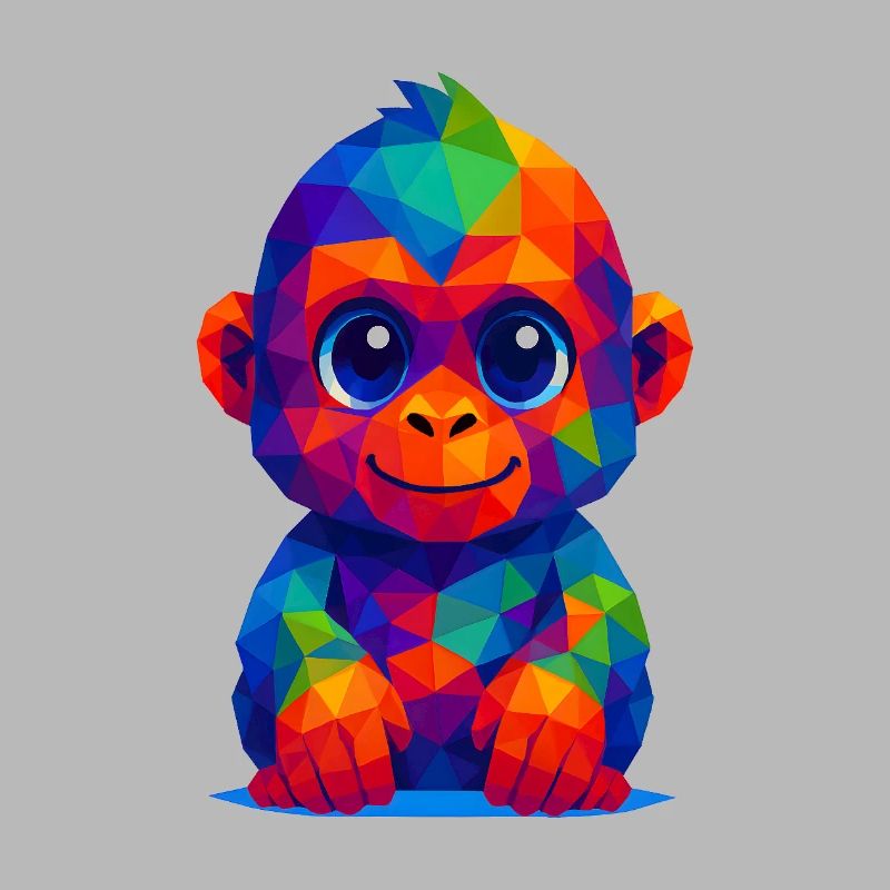 WPAP Polygon Kawaii Stil Tiere Baby Gorilla 2