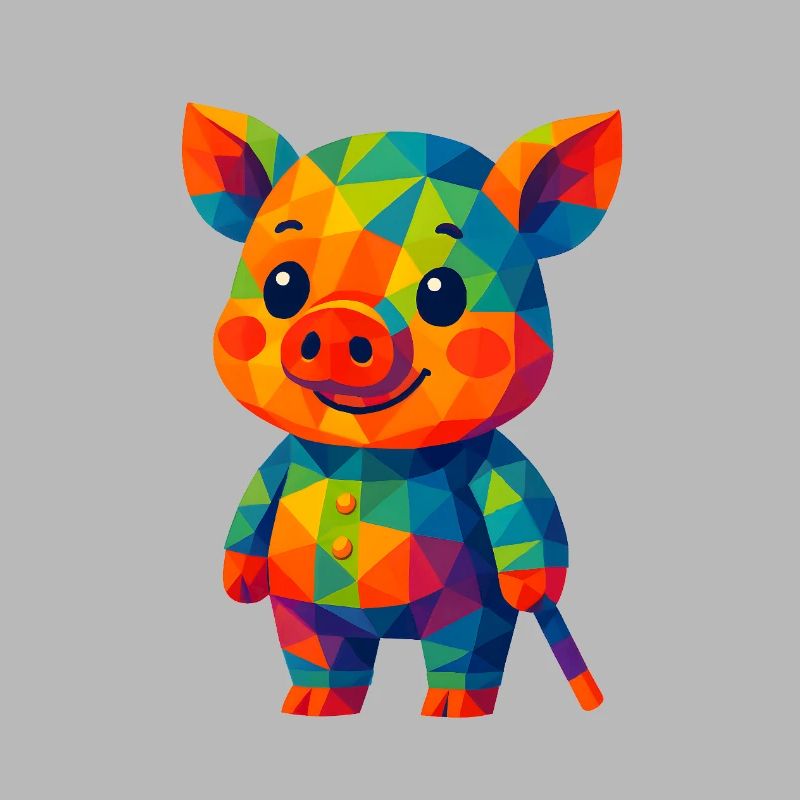 WPAP Polygon Kawaii Style Animaux Bébé Cochon