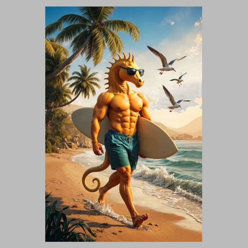 Surfer Humanoides Seepferdchen