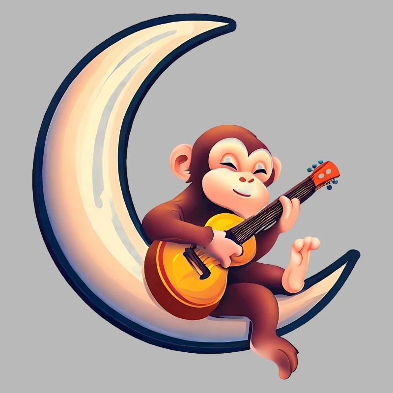 Musical monkey in the crescent moon